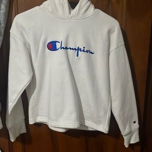 Champion cropped white junior hoodie size large